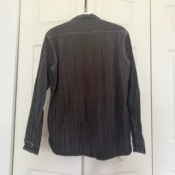 Gustin #8 Japan Wabisabi Workshirt Gray Stripe Button Down Shirt Long Sleeve XXL - Picture 9 of 9